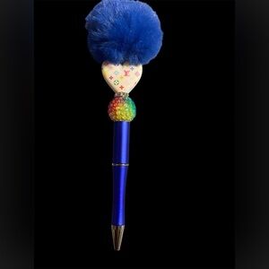 Blue Pom Pom Fashion Pen